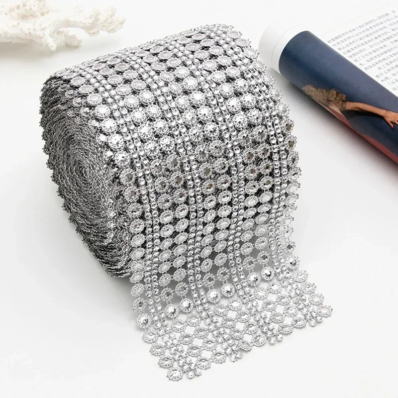 Hotfix Rhinestone Sheet - 1 jarda 16 fileiras de cristal