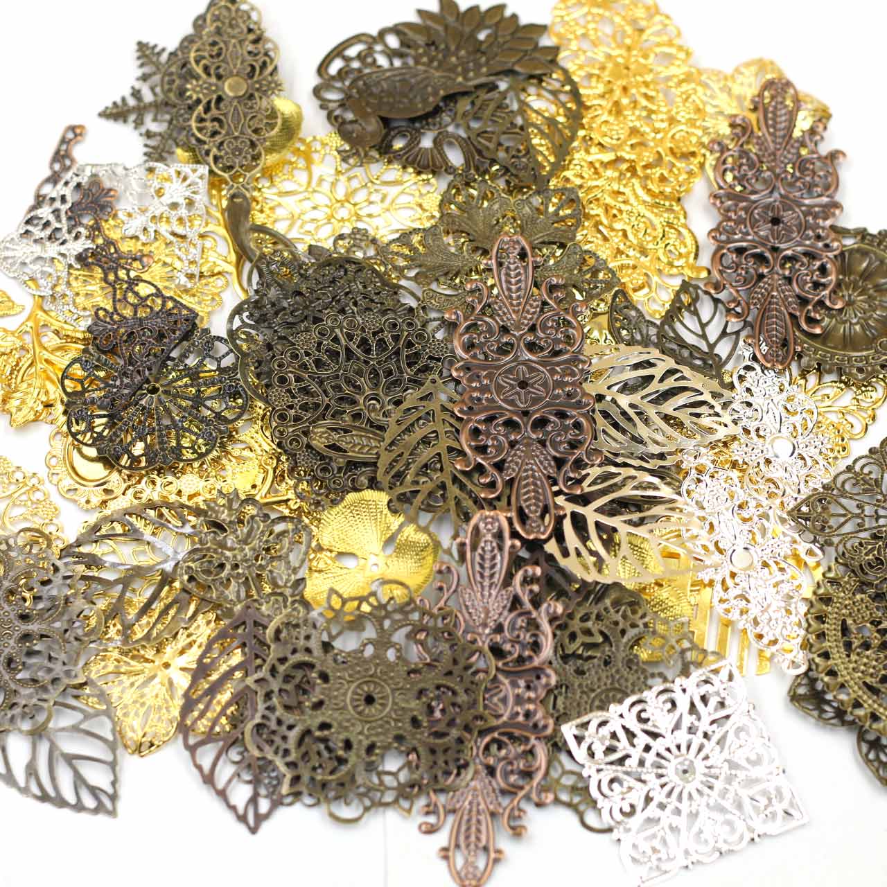 Embellishment Crafts - Enfeites conectores aleatórios misturados triângulo flor