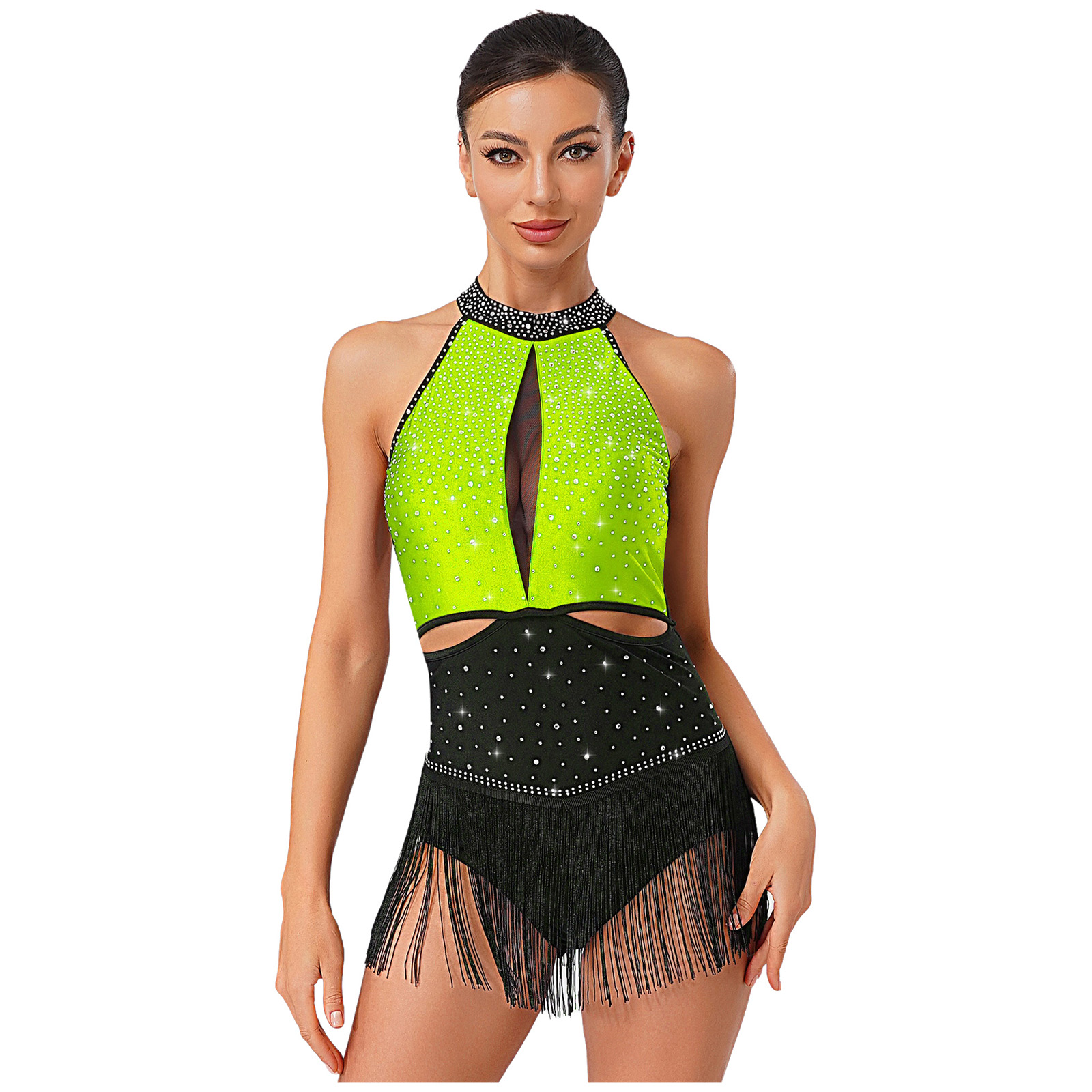 Mulheres dança vestidos rítmic - Rhinestone Banding Trim avaliação e preço