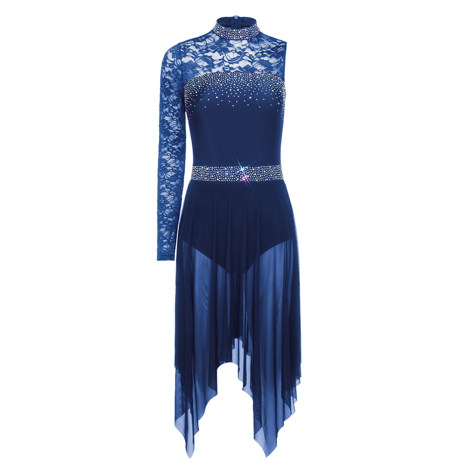 Vestido de Dança Lírico para M - Rhinestone Banding Trim avaliação e preço
